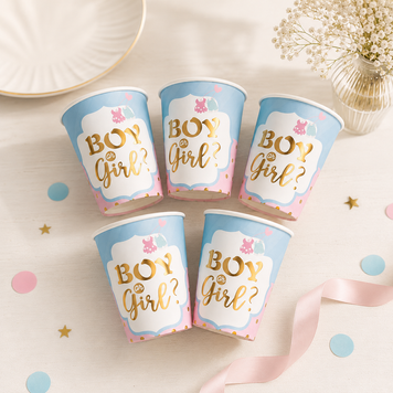 Стакан одноразовий з золотим малюнком Boy or Girl (середній) 10 шт. TBL-125 фото